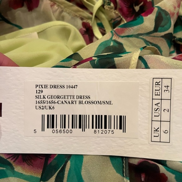 NWT SALONI- Pixie Dress- Silk Georgette in Canary Blossom. Size 2 - Picture 6 of 8